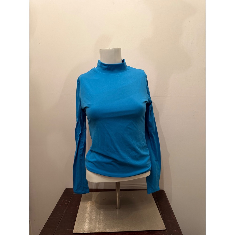 PUMIEA Top Mock Neck Long Sleeve Slim Fit Blue Womens Size Medium